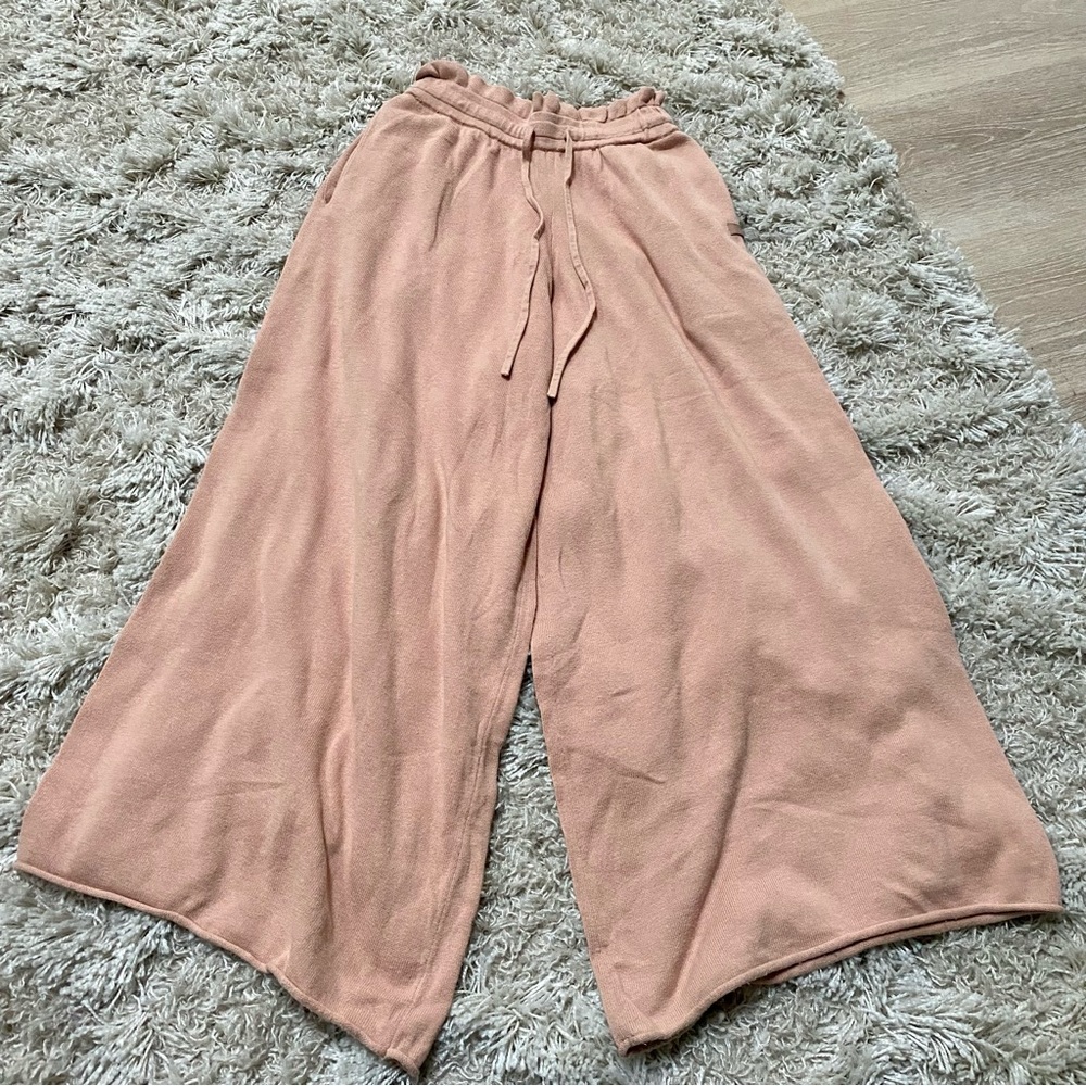 Lunya Wide Leg silk blend lounge pants good in bed Sweatpants tan XS - Picture 2 of 5